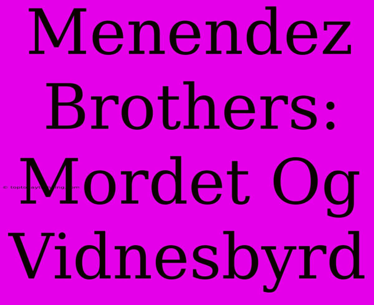 Menendez Brothers: Mordet Og Vidnesbyrd