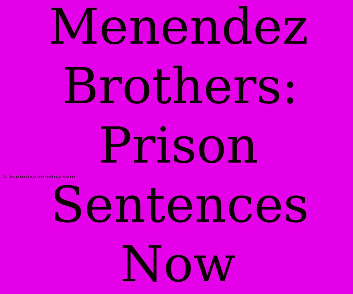 Menendez Brothers: Prison Sentences Now