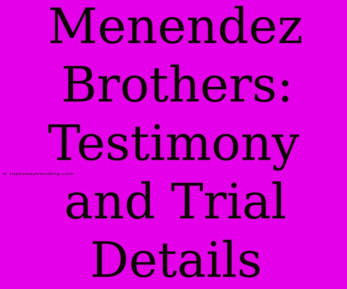 Menendez Brothers: Testimony And Trial Details