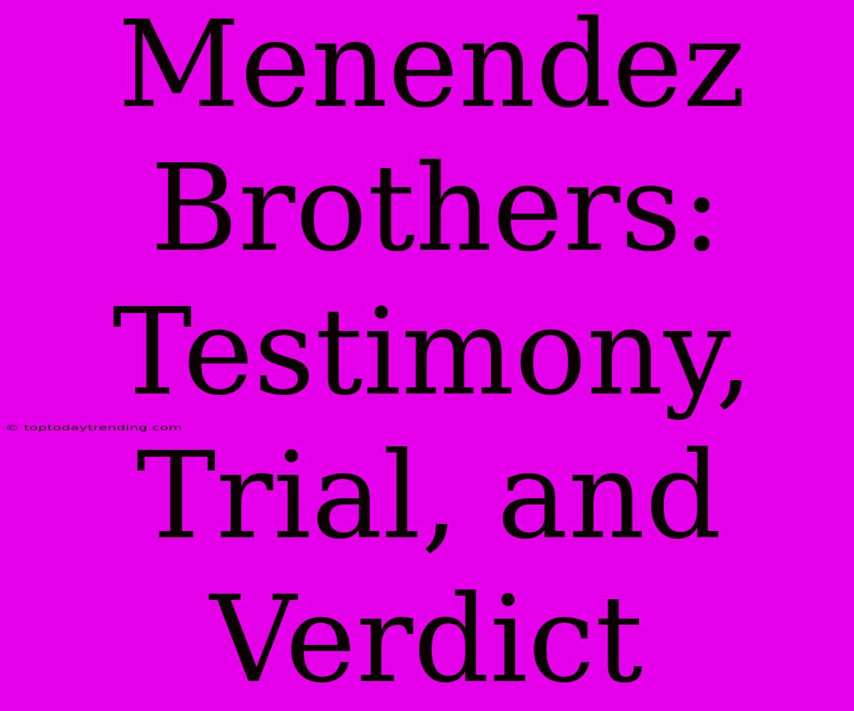 Menendez Brothers: Testimony, Trial, And Verdict