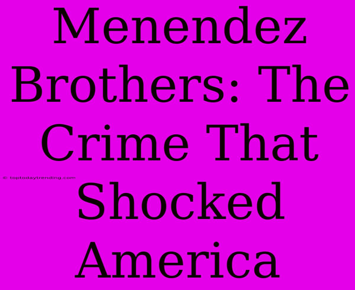 Menendez Brothers: The Crime That Shocked America