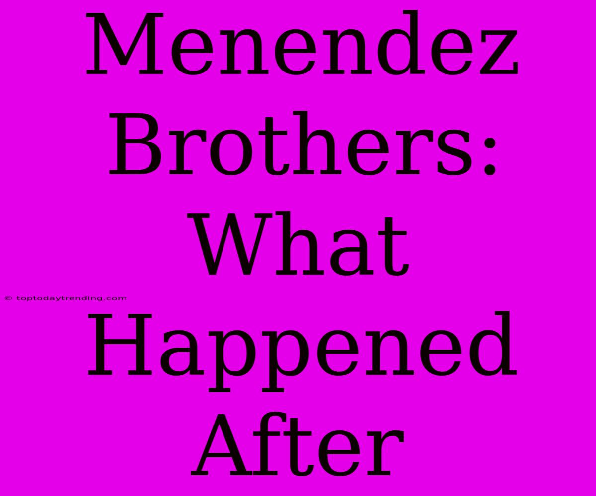 Menendez Brothers: What Happened After