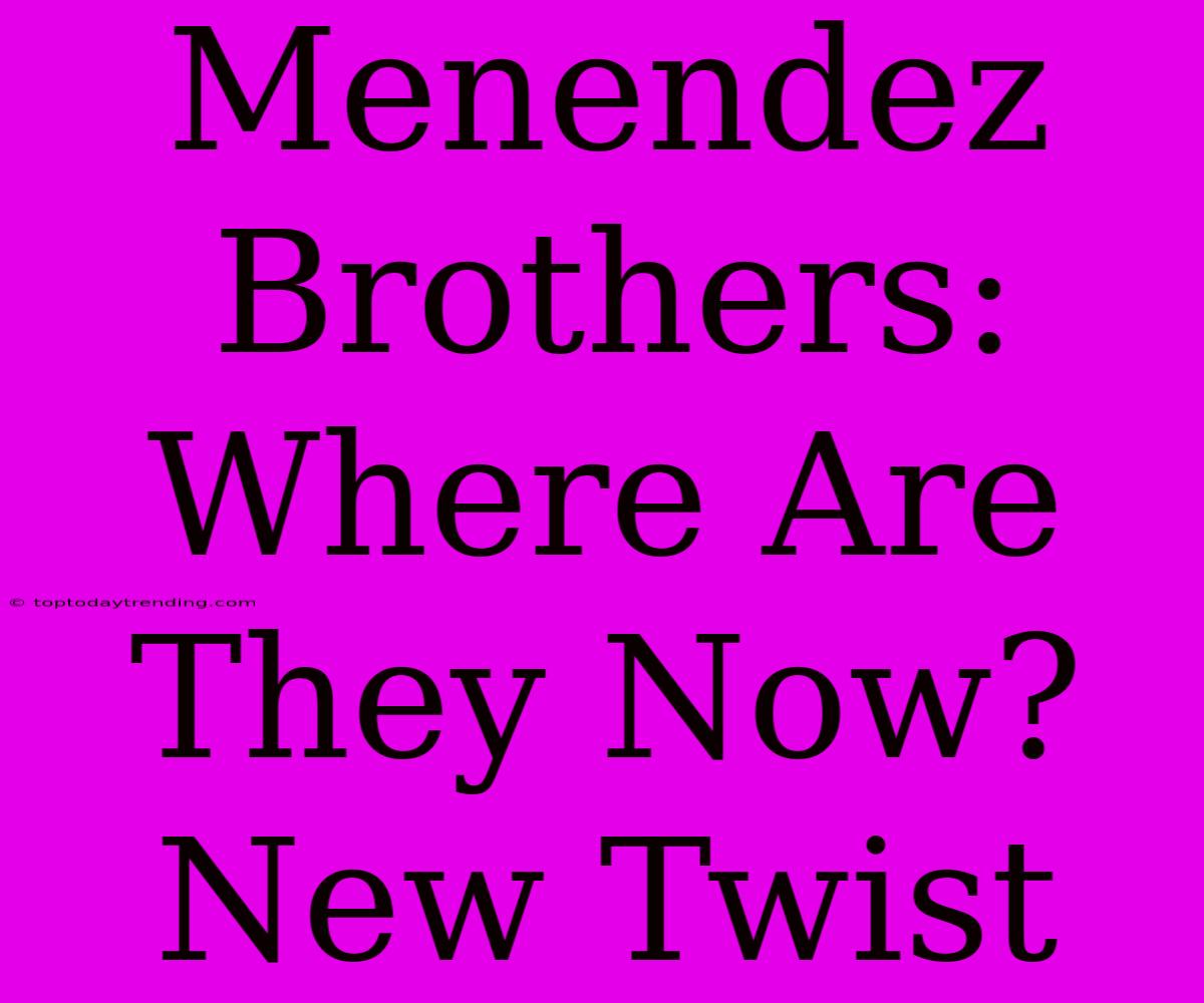 Menendez Brothers: Where Are They Now? New Twist