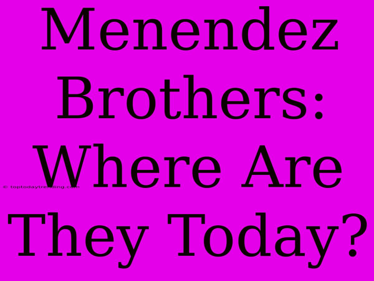 Menendez Brothers: Where Are They Today?