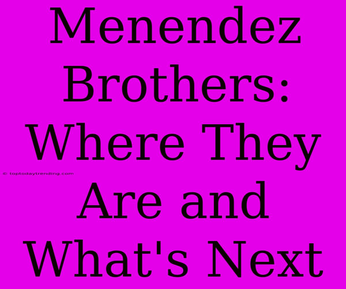 Menendez Brothers: Where They Are And What's Next