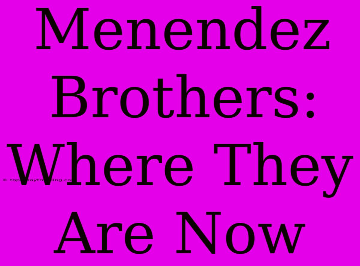 Menendez Brothers: Where They Are Now