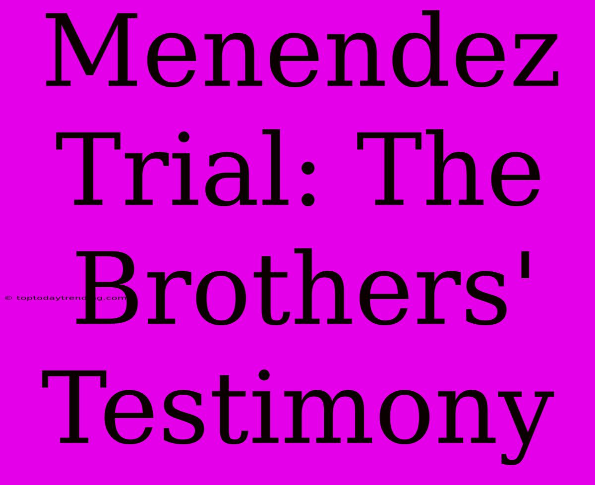 Menendez Trial: The Brothers' Testimony