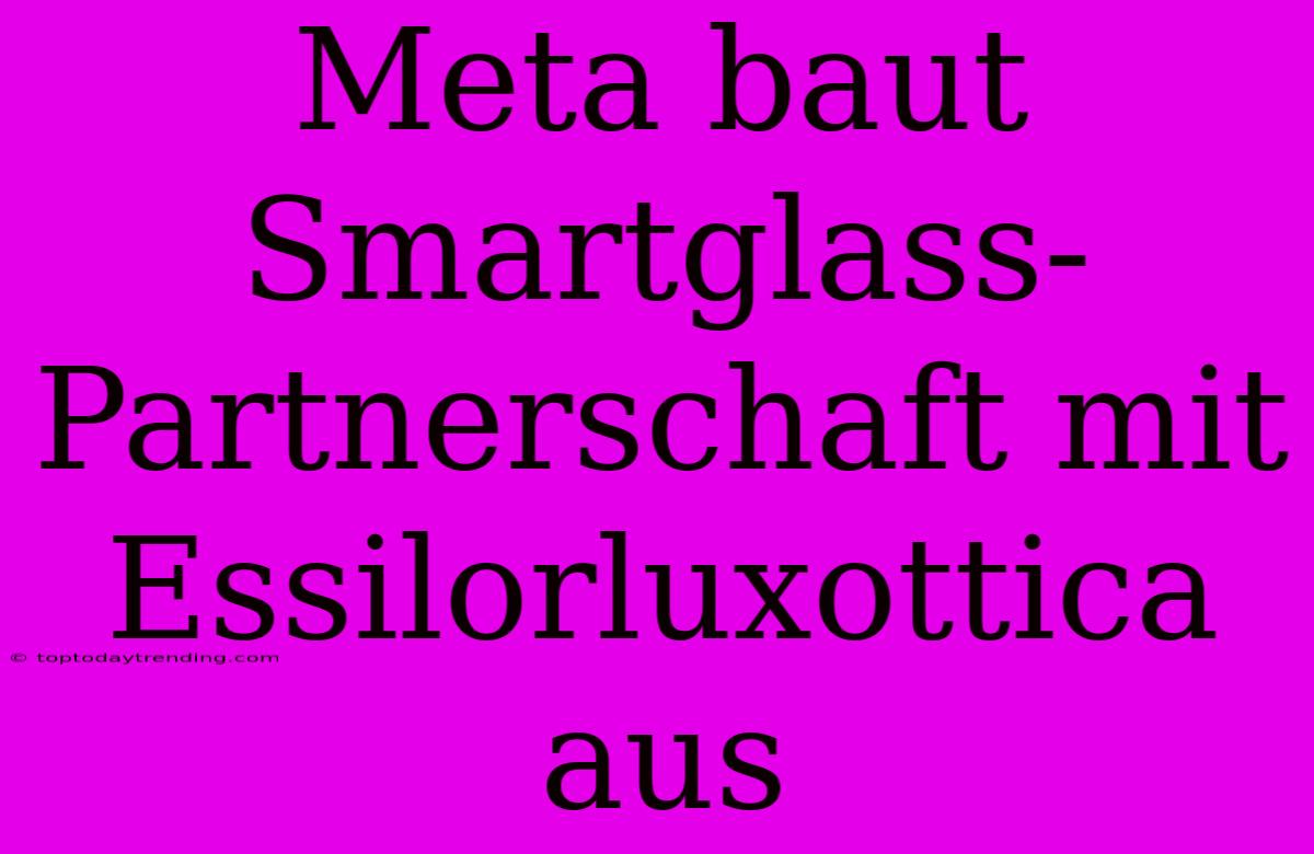 Meta Baut Smartglass-Partnerschaft Mit Essilorluxottica Aus