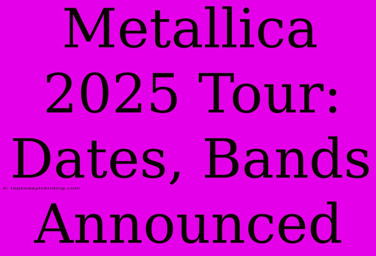 Metallica 2025 Tour: Dates, Bands Announced