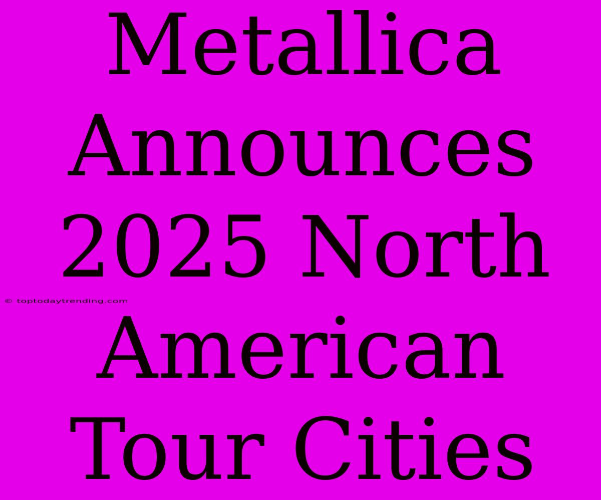 Metallica Announces 2025 North American Tour Cities