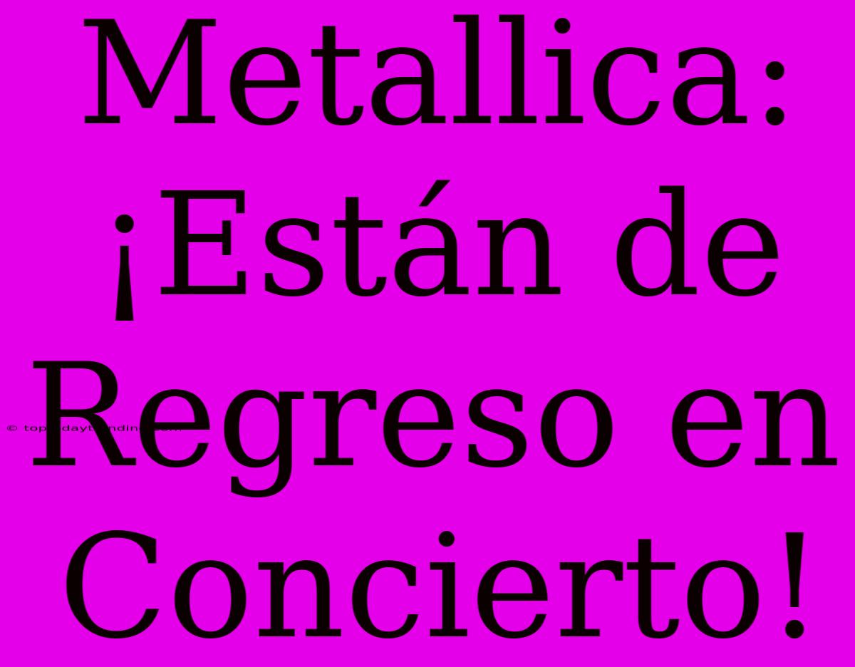 Metallica: ¡Están De Regreso En Concierto!