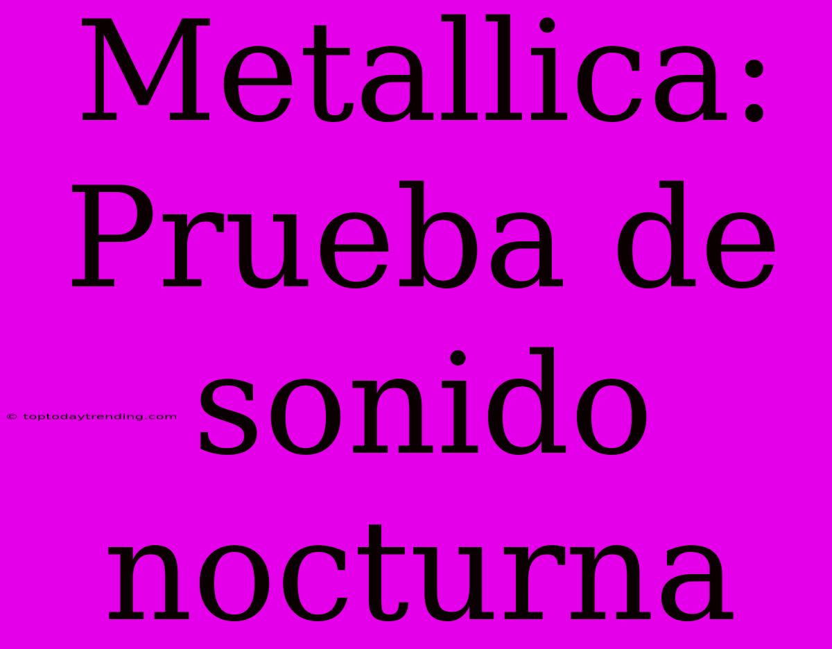 Metallica: Prueba De Sonido Nocturna