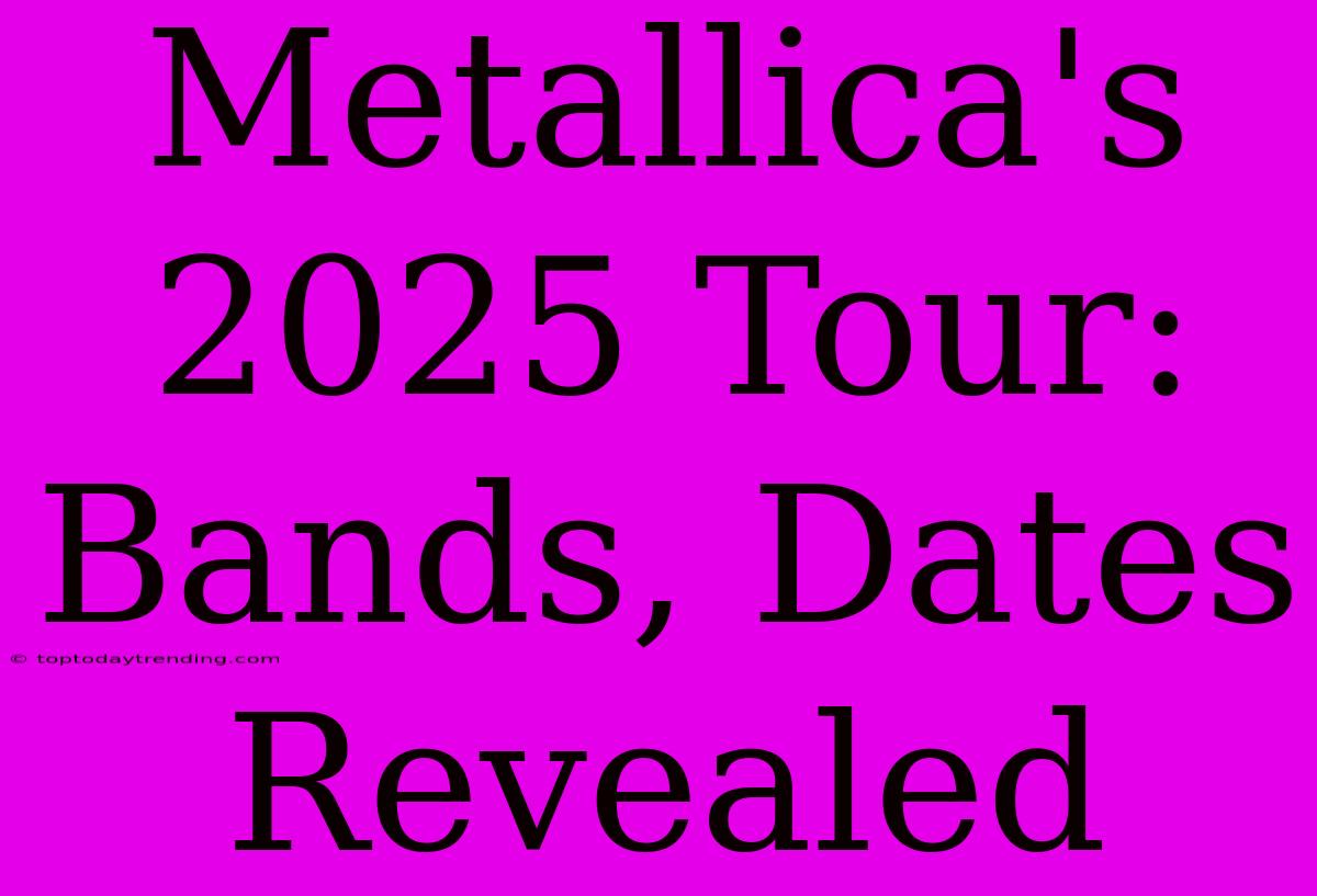 Metallica's 2025 Tour: Bands, Dates Revealed