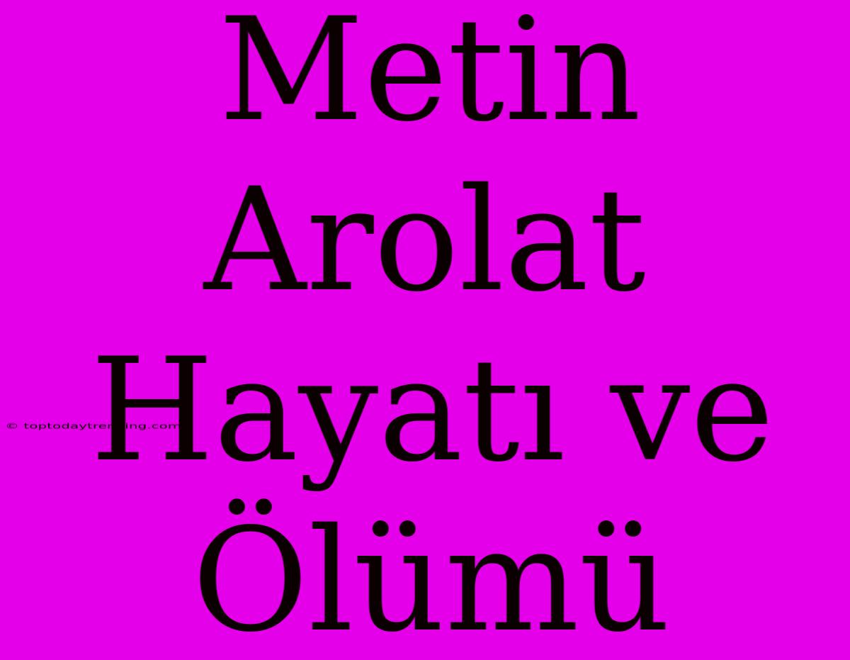 Metin Arolat Hayatı Ve Ölümü