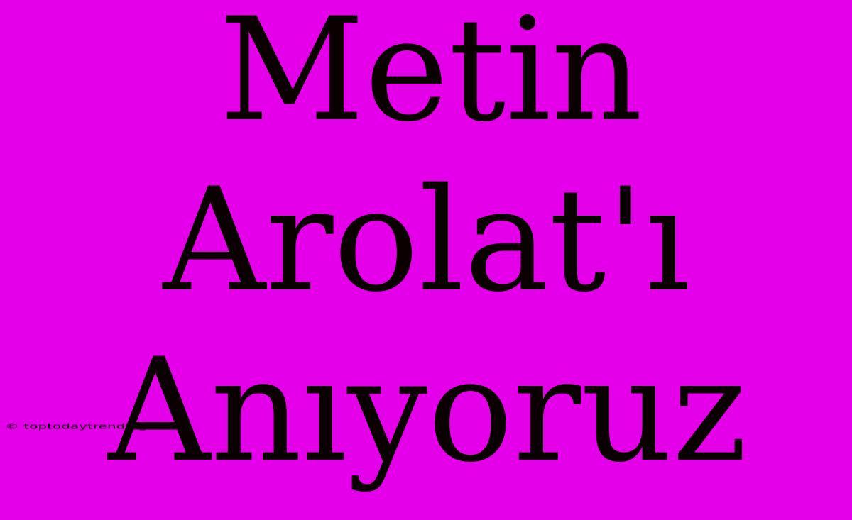 Metin Arolat'ı Anıyoruz