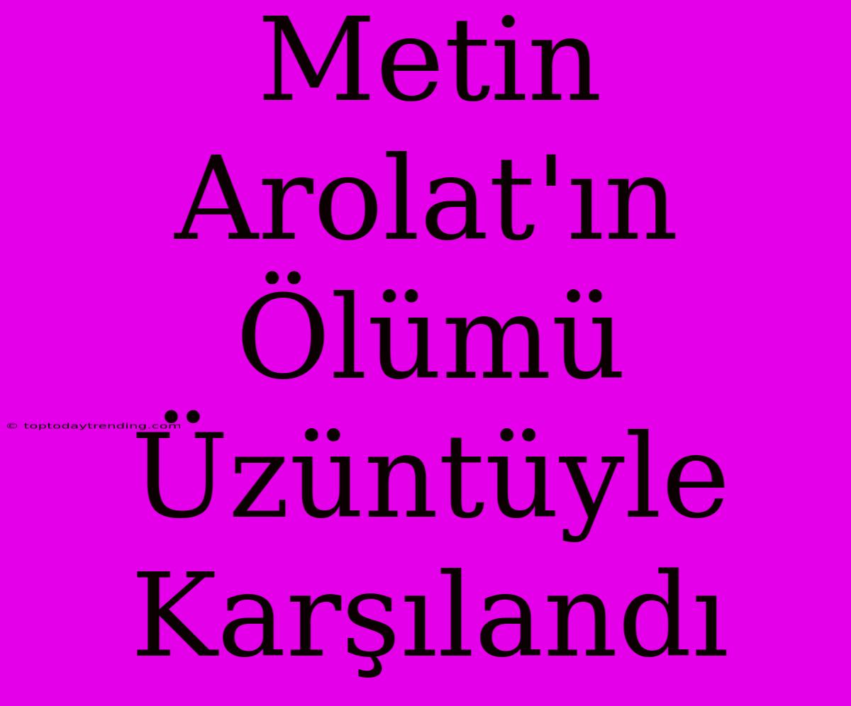 Metin Arolat'ın Ölümü Üzüntüyle Karşılandı