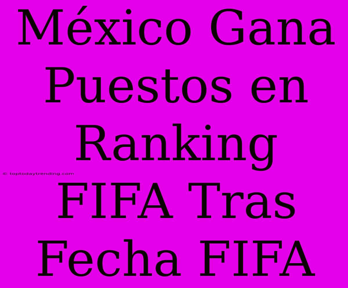 México Gana Puestos En Ranking FIFA Tras Fecha FIFA