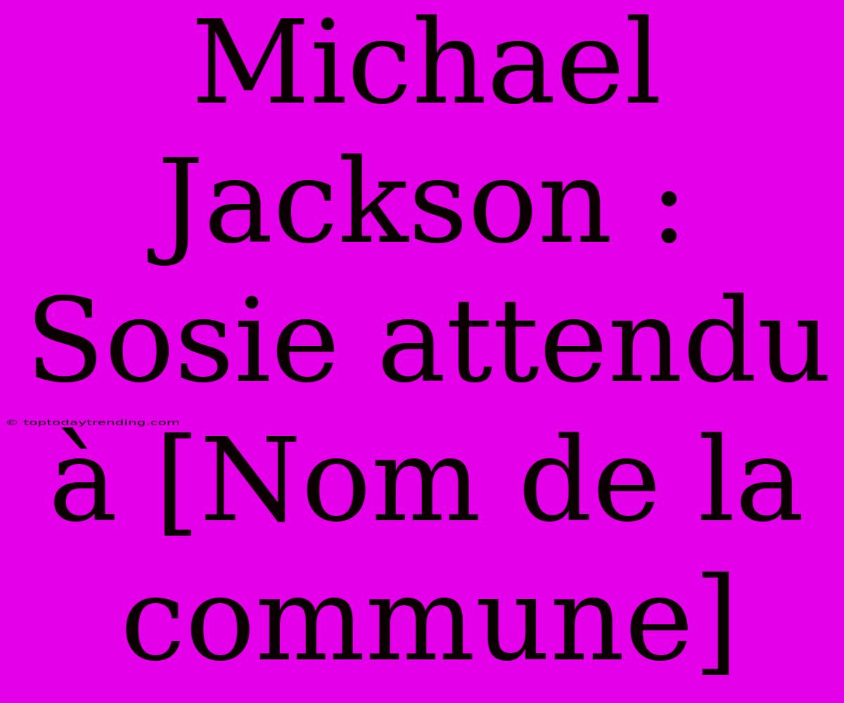 Michael Jackson : Sosie Attendu À [Nom De La Commune]