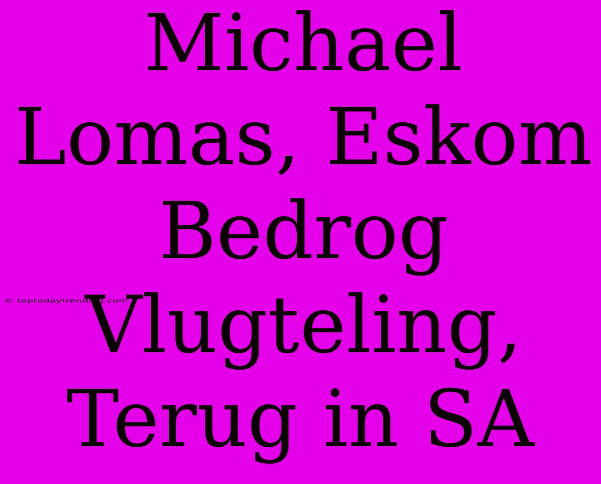 Michael Lomas, Eskom Bedrog Vlugteling, Terug In SA