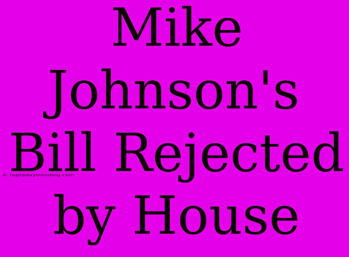 Mike Johnson's Bill Rejected By House