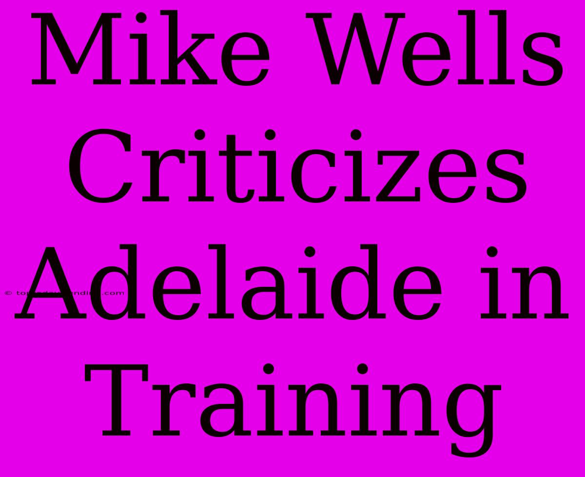 Mike Wells Criticizes Adelaide In Training