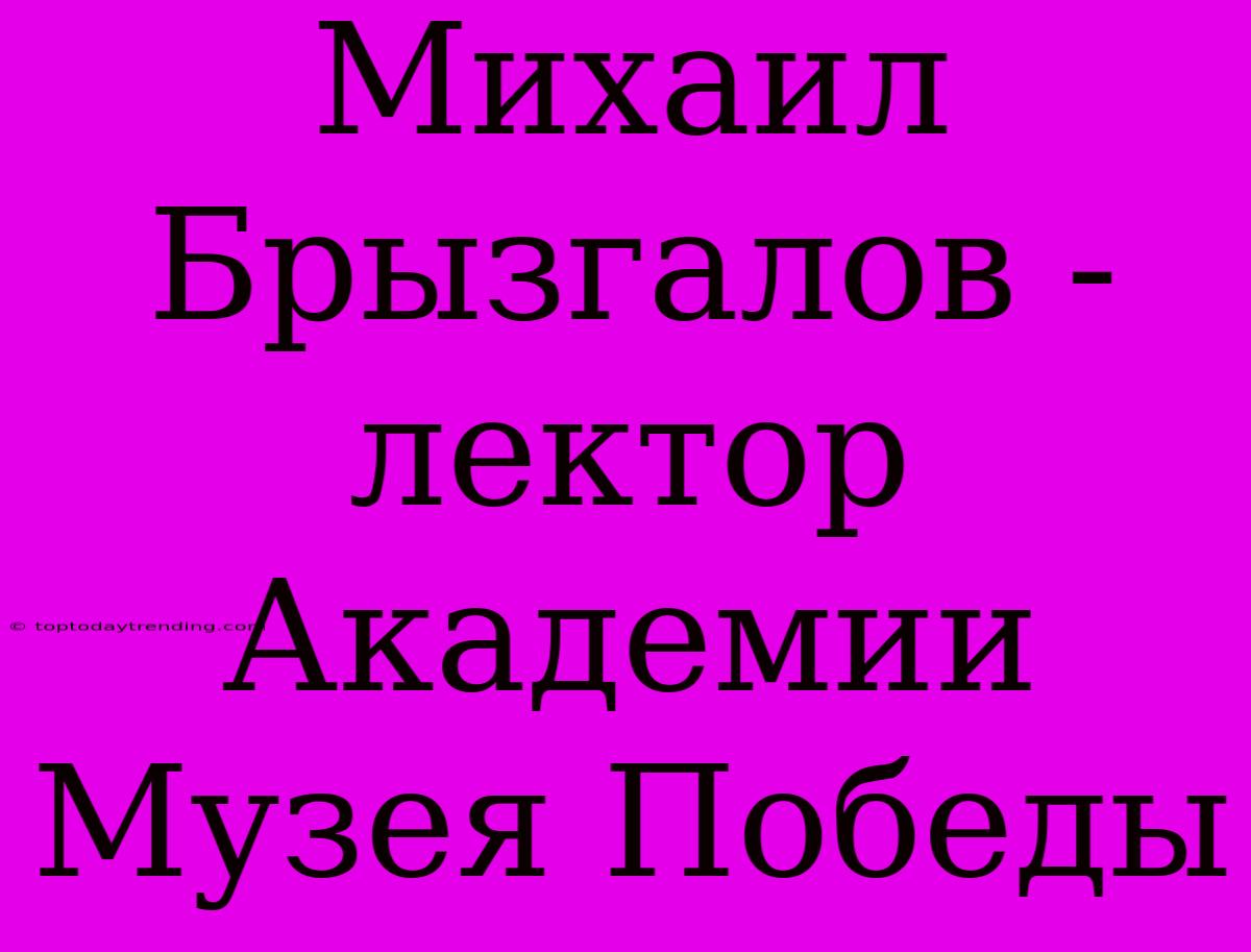 Михаил Брызгалов - Лектор Академии Музея Победы