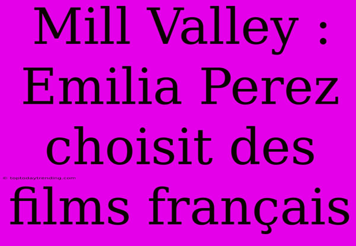 Mill Valley : Emilia Perez Choisit Des Films Français