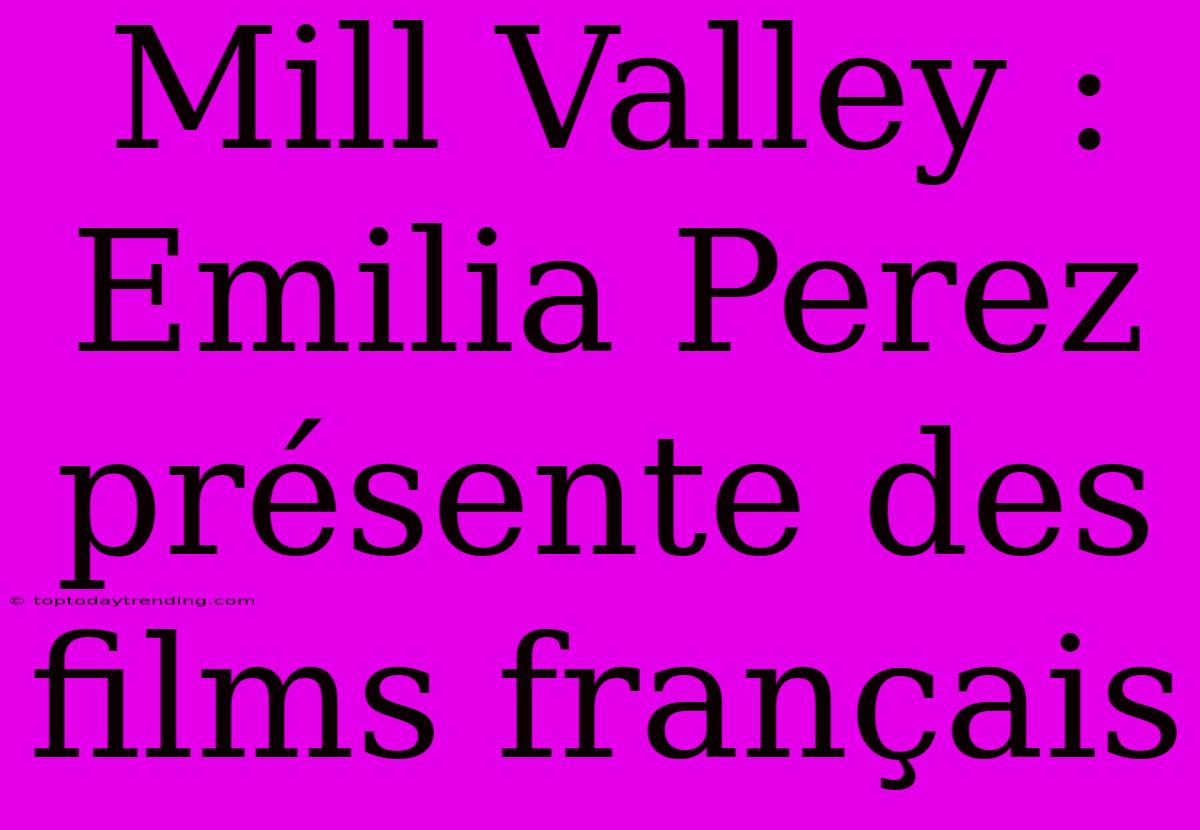 Mill Valley : Emilia Perez Présente Des Films Français