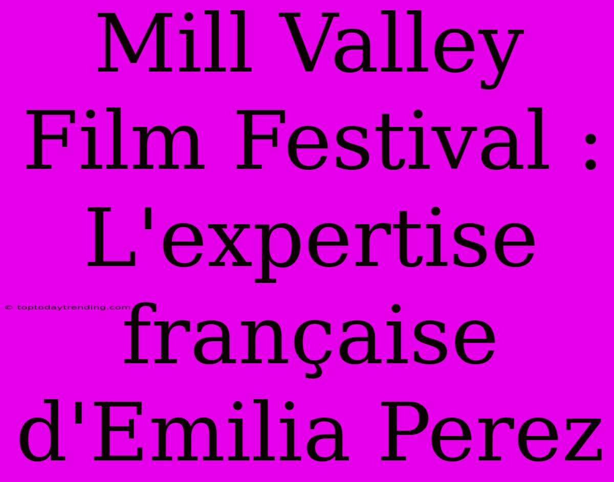 Mill Valley Film Festival : L'expertise Française D'Emilia Perez