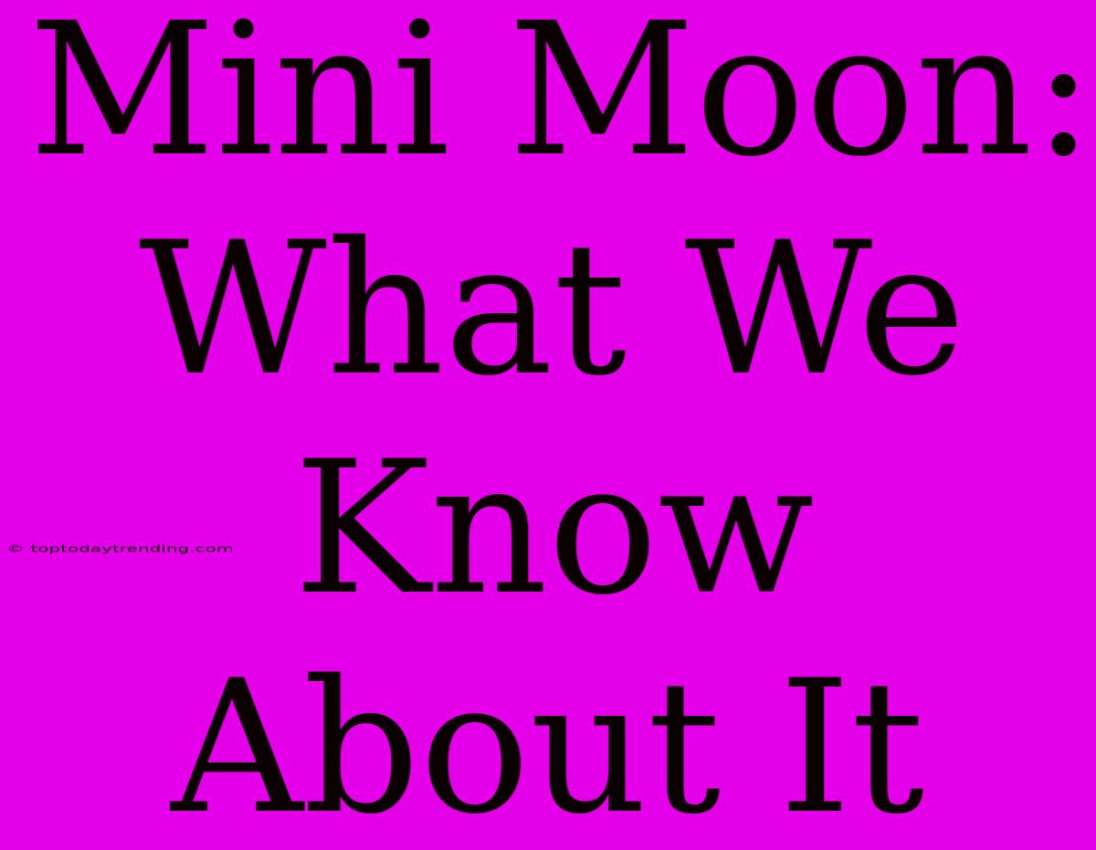 Mini Moon: What We Know About It