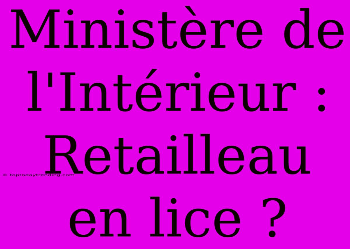 Ministère De L'Intérieur : Retailleau En Lice ?