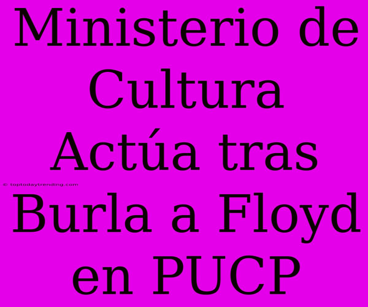 Ministerio De Cultura Actúa Tras Burla A Floyd En PUCP