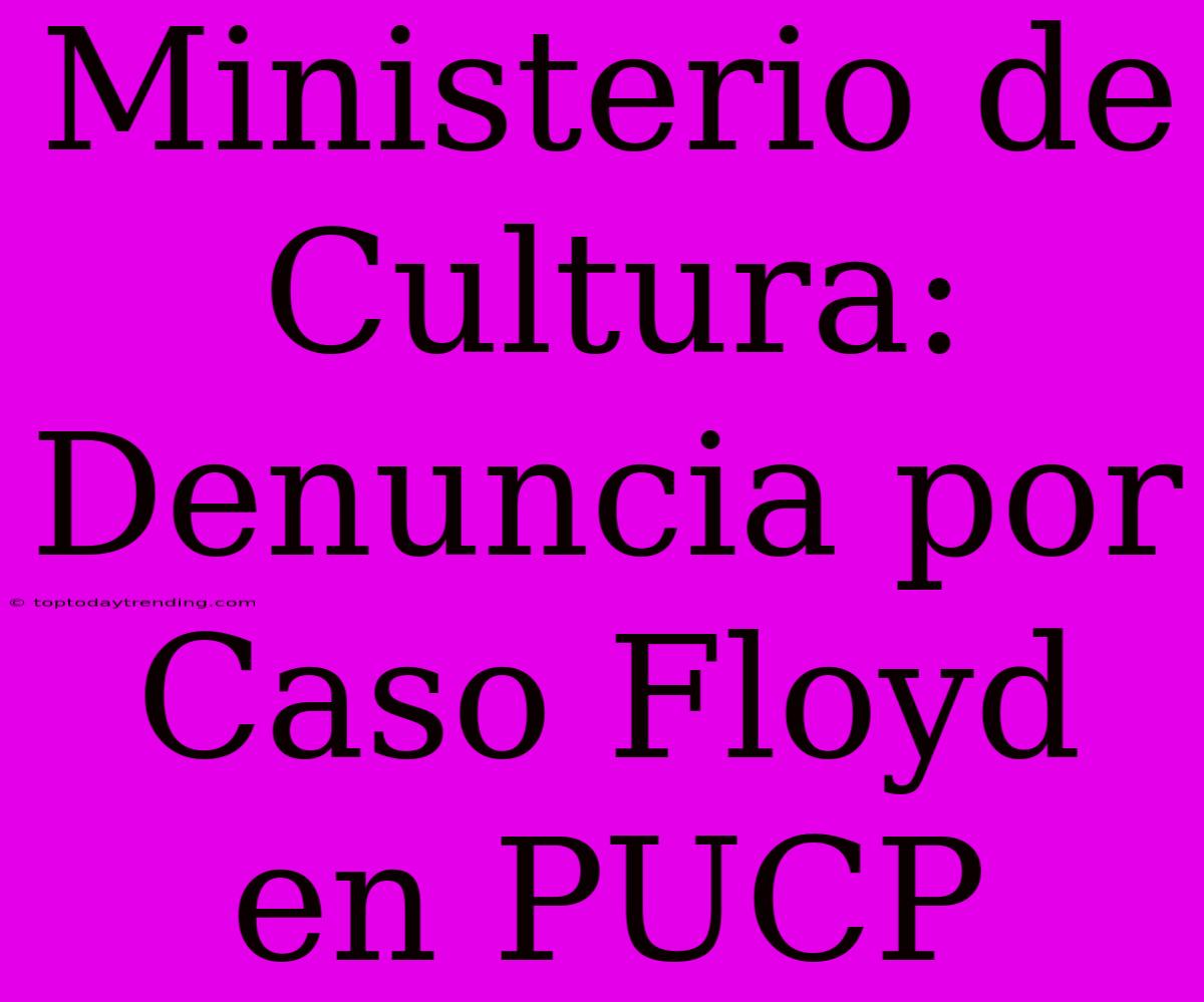 Ministerio De Cultura: Denuncia Por Caso Floyd En PUCP