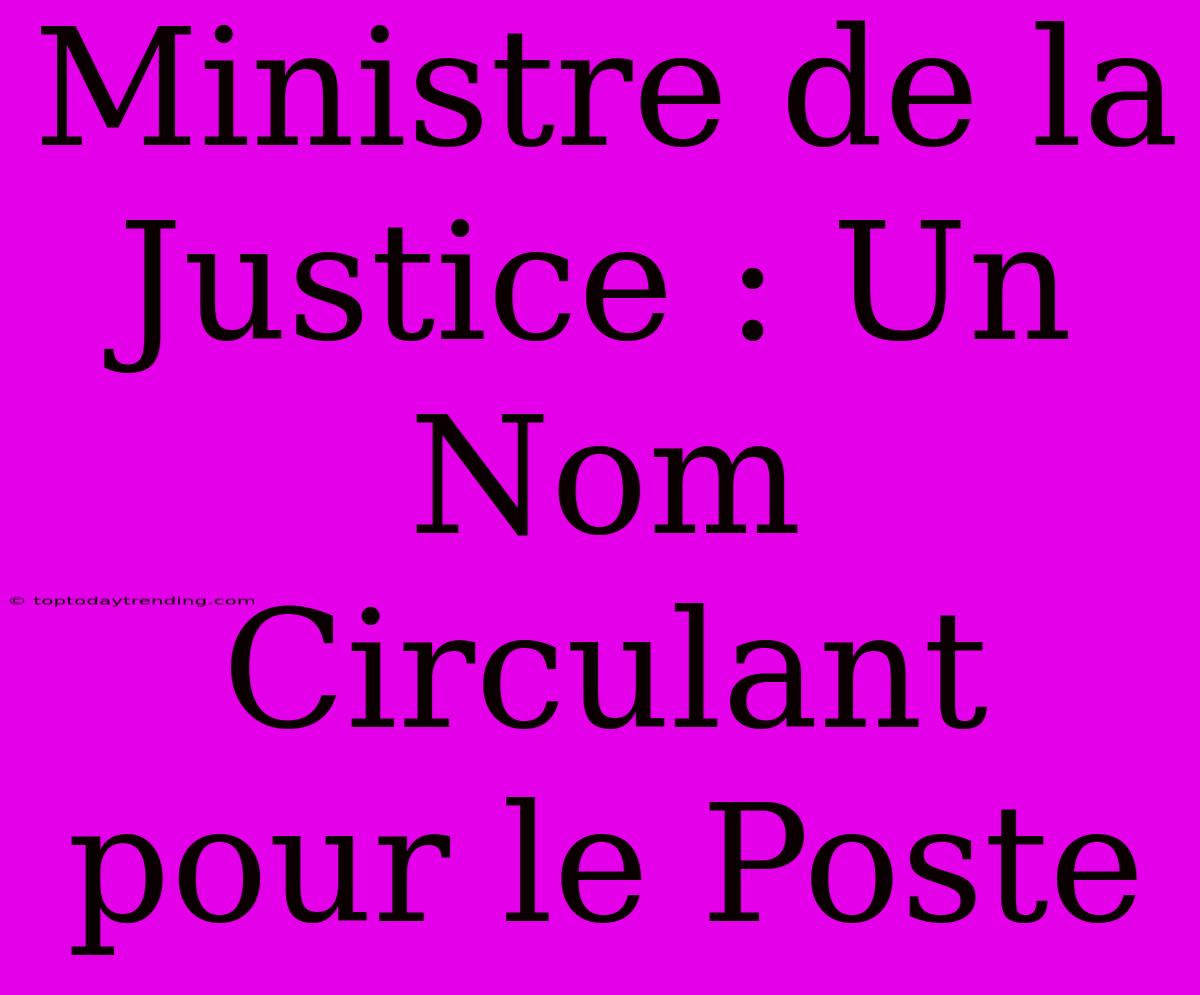 Ministre De La Justice : Un Nom Circulant Pour Le Poste