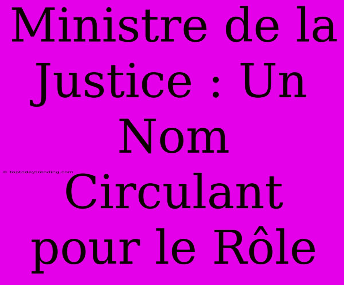 Ministre De La Justice : Un Nom Circulant Pour Le Rôle