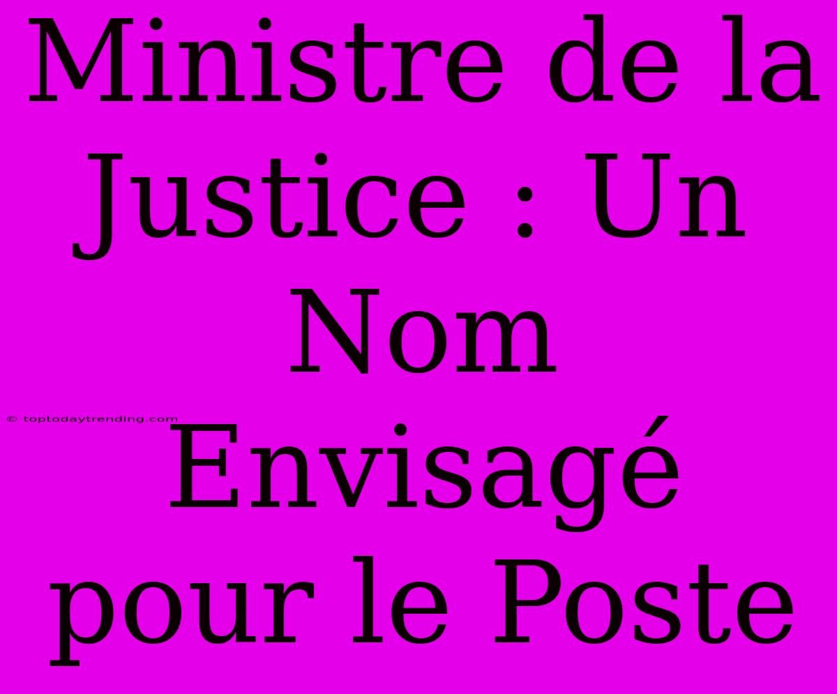 Ministre De La Justice : Un Nom Envisagé Pour Le Poste