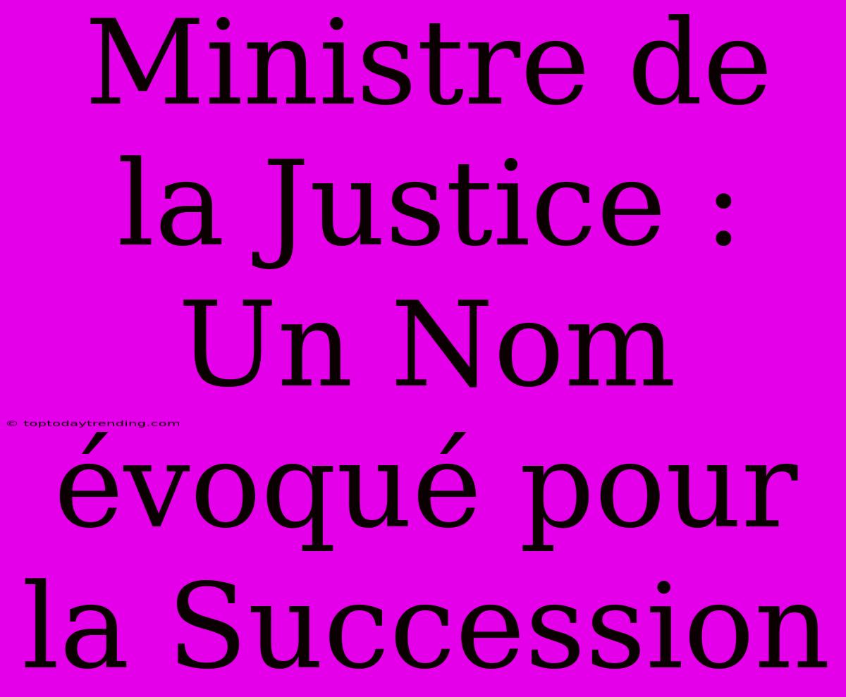 Ministre De La Justice : Un Nom Évoqué Pour La Succession