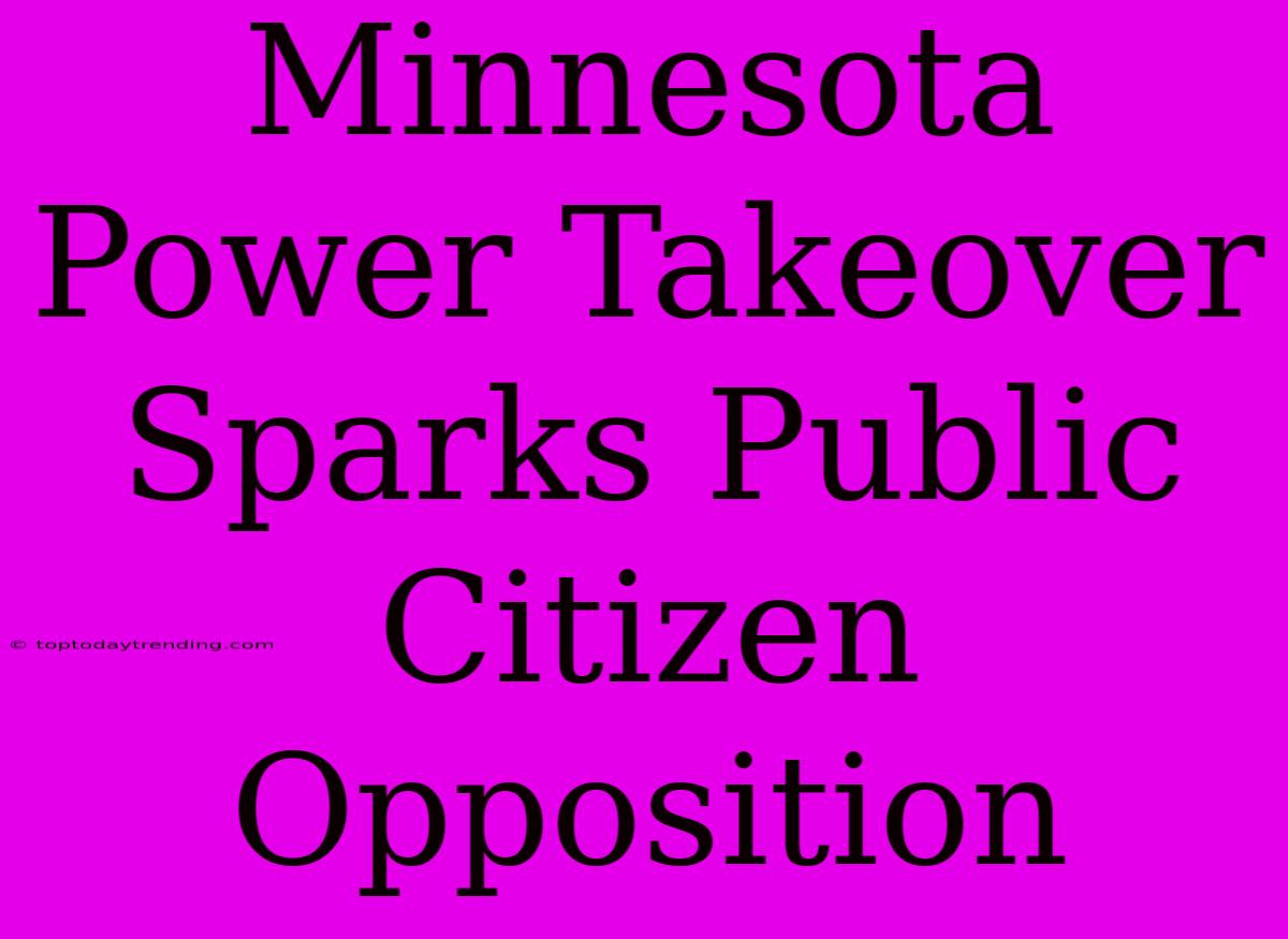 Minnesota Power Takeover Sparks Public Citizen Opposition