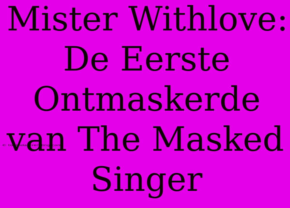 Mister Withlove: De Eerste Ontmaskerde Van The Masked Singer