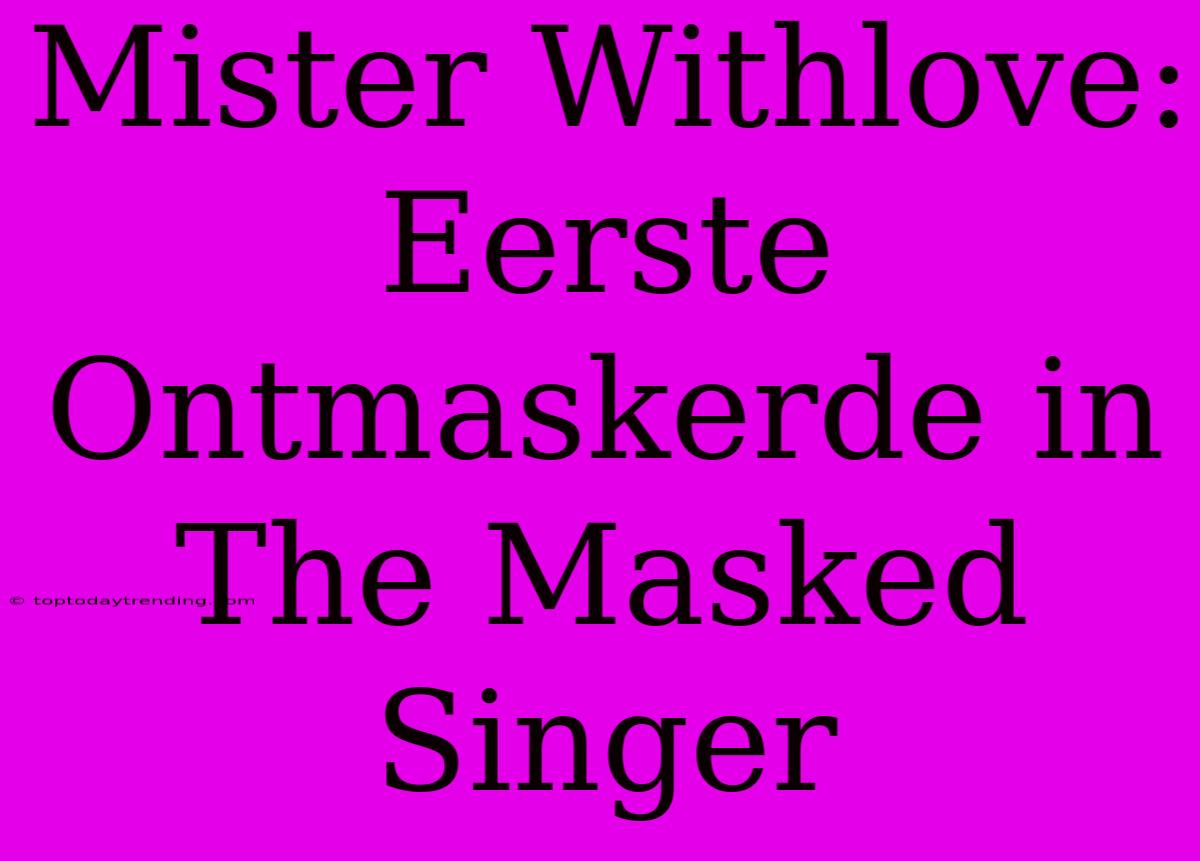 Mister Withlove: Eerste Ontmaskerde In The Masked Singer