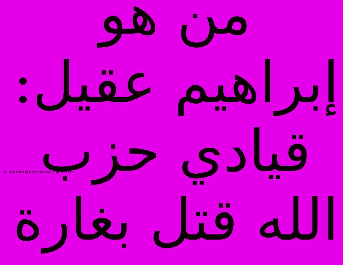 من هو إبراهيم عقيل: قيادي حزب الله قتل بغارة