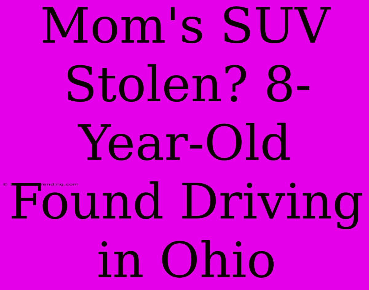 Mom's SUV Stolen? 8-Year-Old Found Driving In Ohio