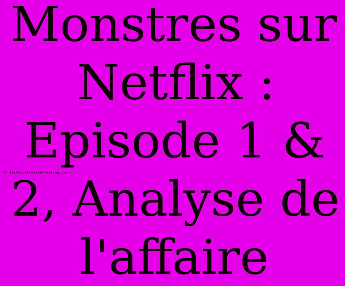 Monstres Sur Netflix : Episode 1 & 2, Analyse De L'affaire