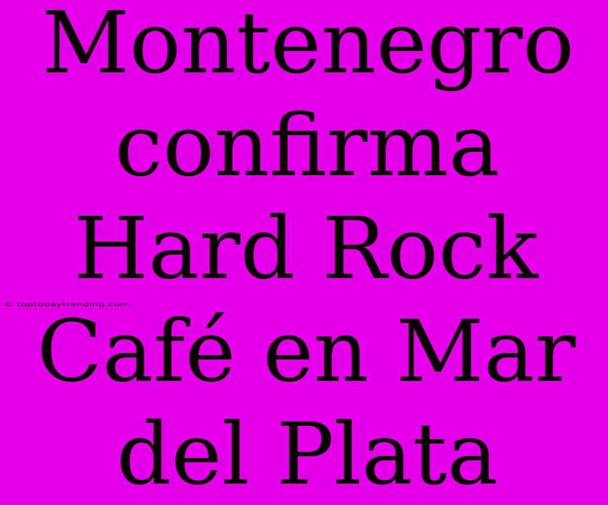 Montenegro Confirma Hard Rock Café En Mar Del Plata