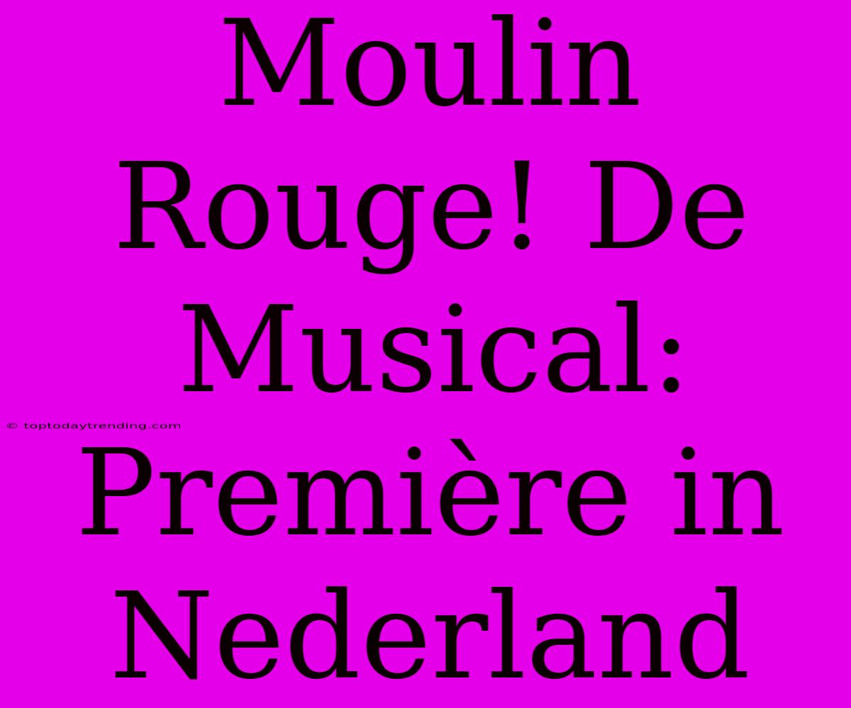 Moulin Rouge! De Musical: Première In Nederland