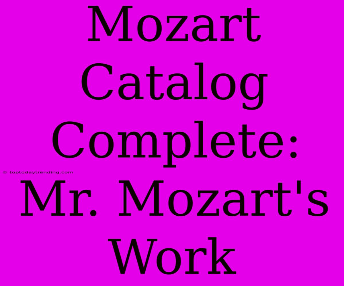 Mozart Catalog Complete: Mr. Mozart's Work