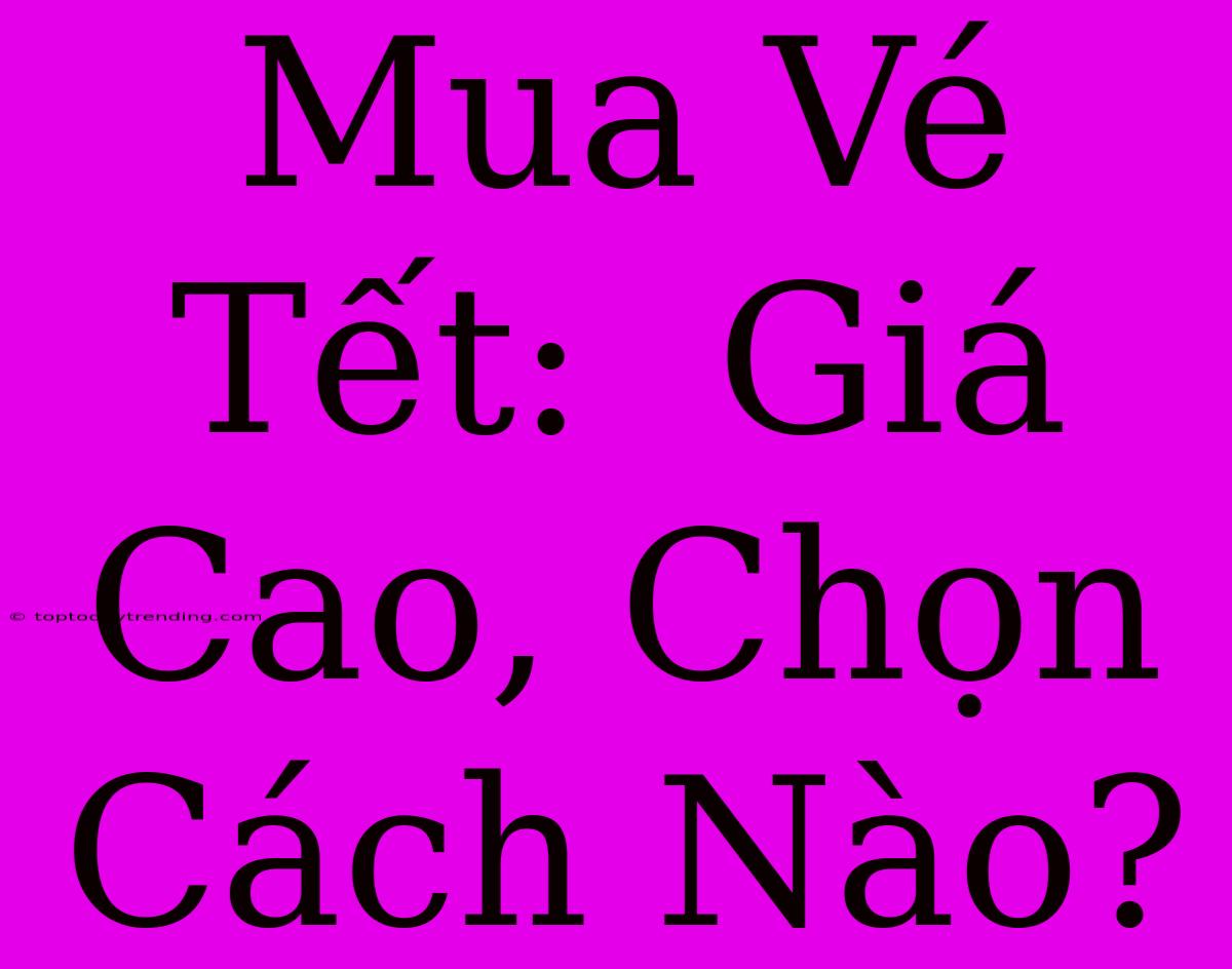 Mua Vé Tết:  Giá Cao, Chọn Cách Nào?