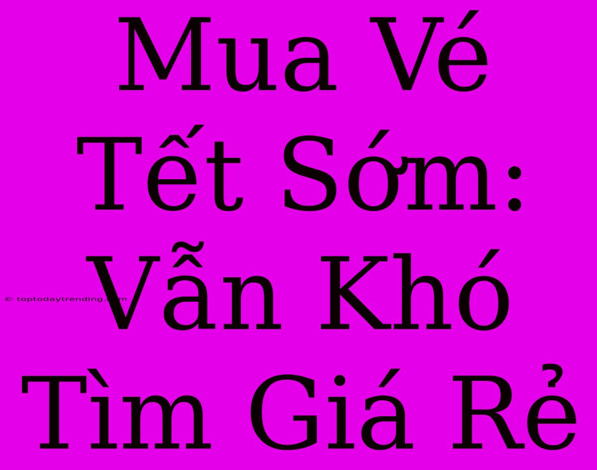 Mua Vé Tết Sớm: Vẫn Khó Tìm Giá Rẻ