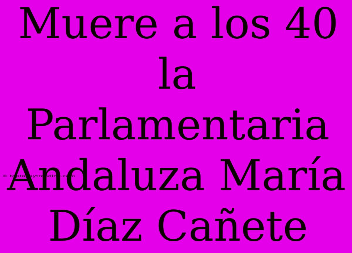 Muere A Los 40 La Parlamentaria Andaluza María Díaz Cañete