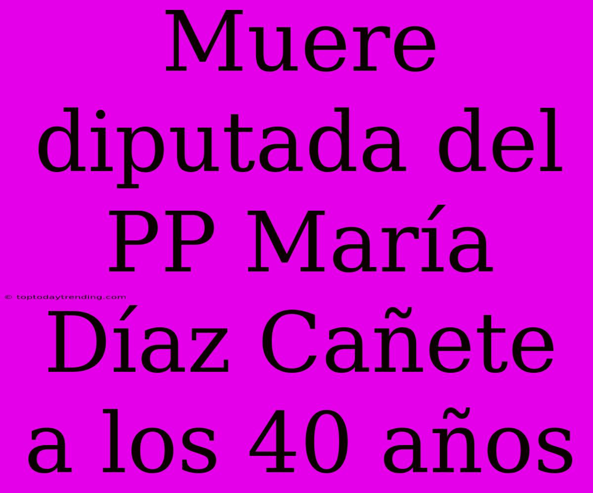 Muere Diputada Del PP María Díaz Cañete A Los 40 Años